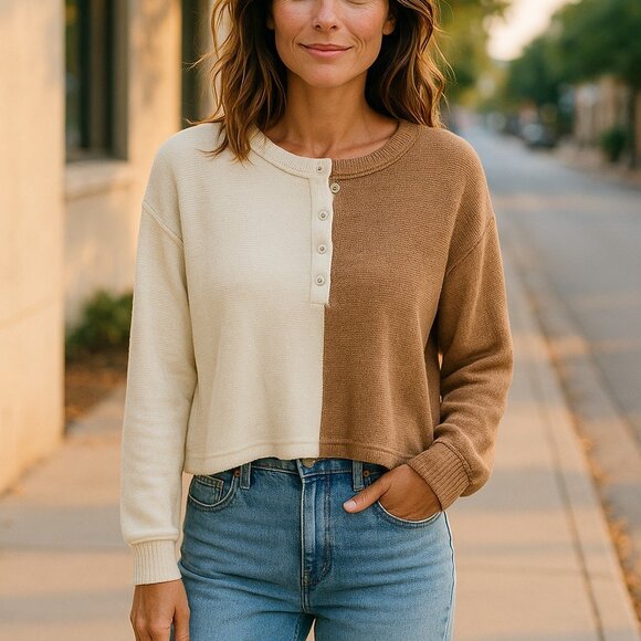 Hollister Sweaters - Hollister Crop Henley Sweater